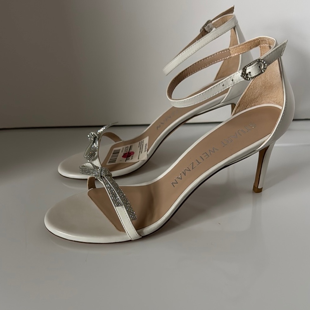 Stuart Weitzman nudist bow 75 White Heeled Sandals size 9